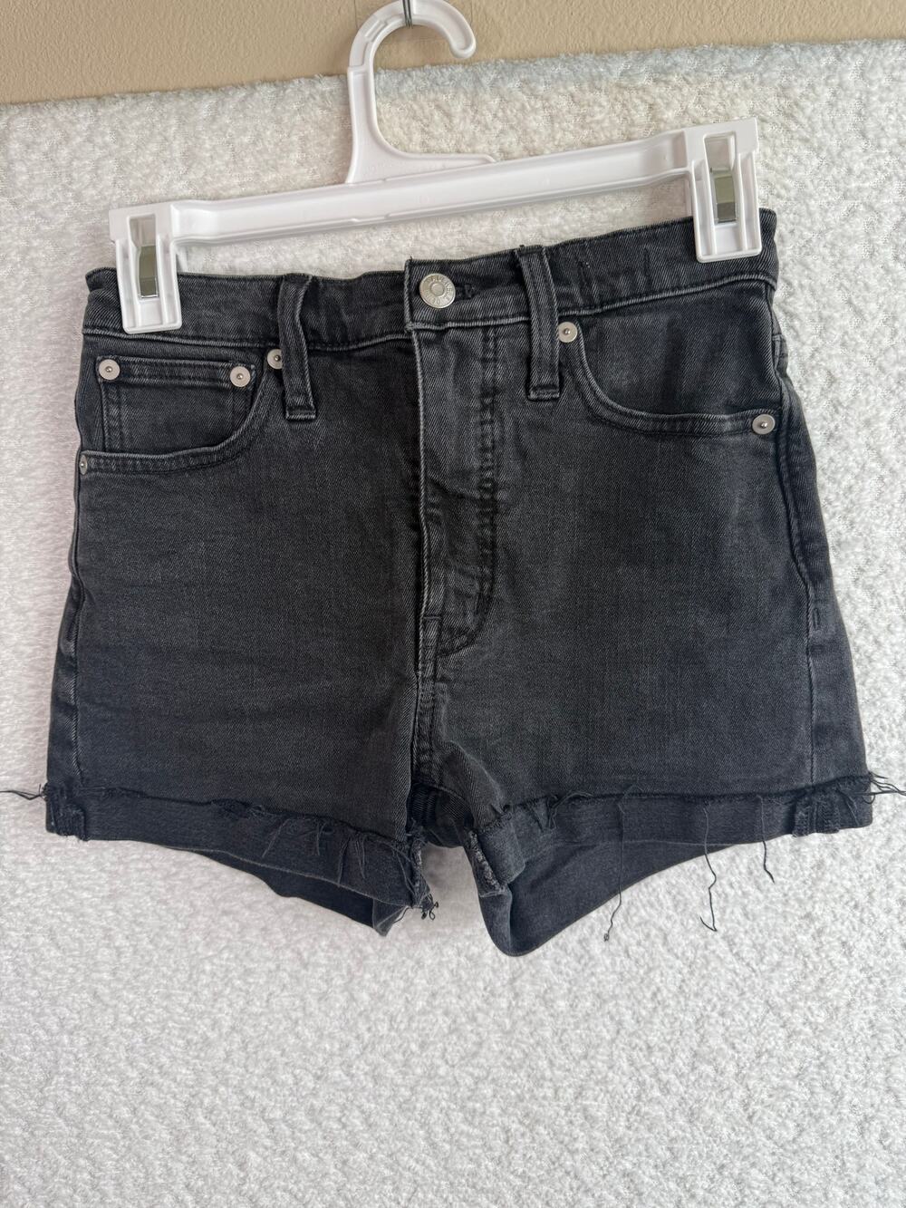 Madewell womens high rise black denim cut off shorts size 23 summer